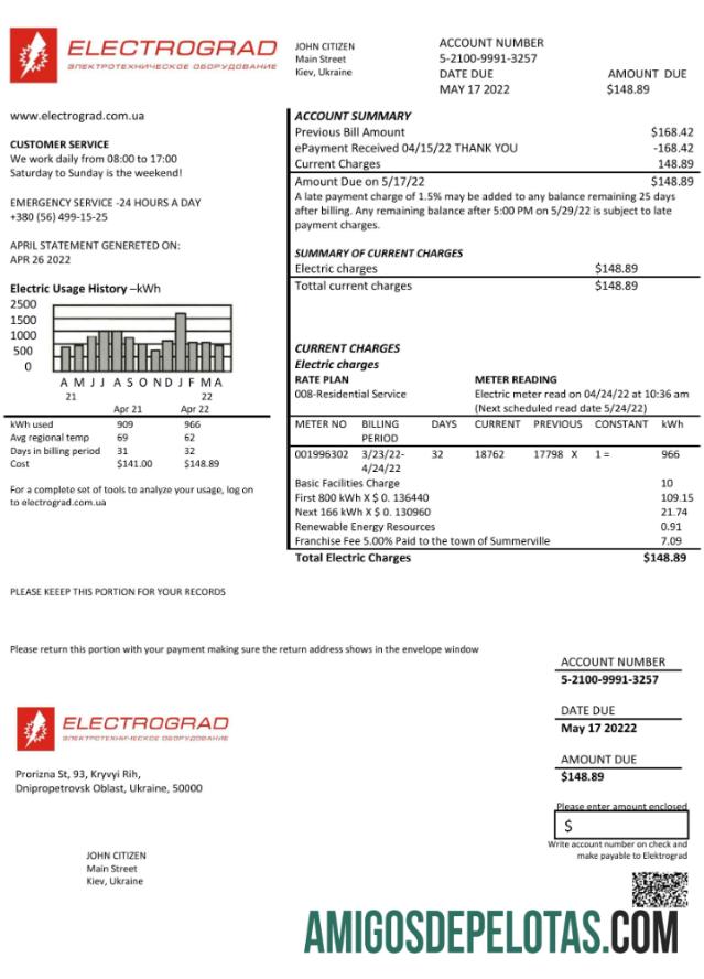 Eletrogrado Ucrânia modelo